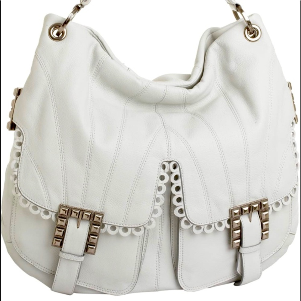 Betsey Johnson Peddle Pusher Large Hobo bag/purse in soft white leather ✨